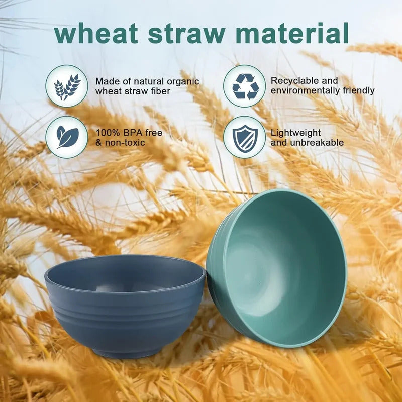 12 Pcs Wheat Straw Bowls Set Microwave Dishwasher Safe - In Use