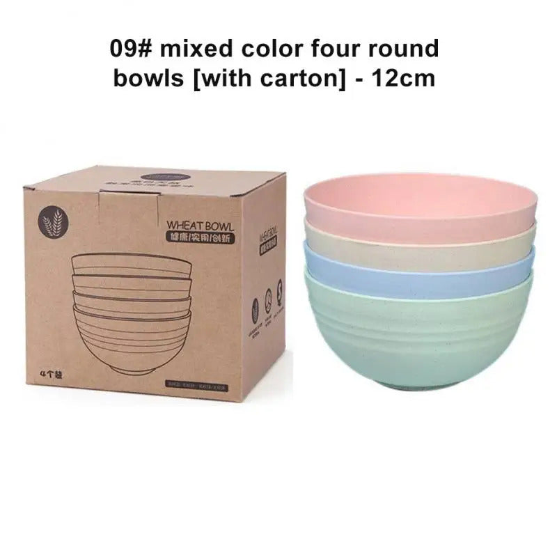 Wheat Straw Bowls Round Household Rice Salad Bowls Set - View 11