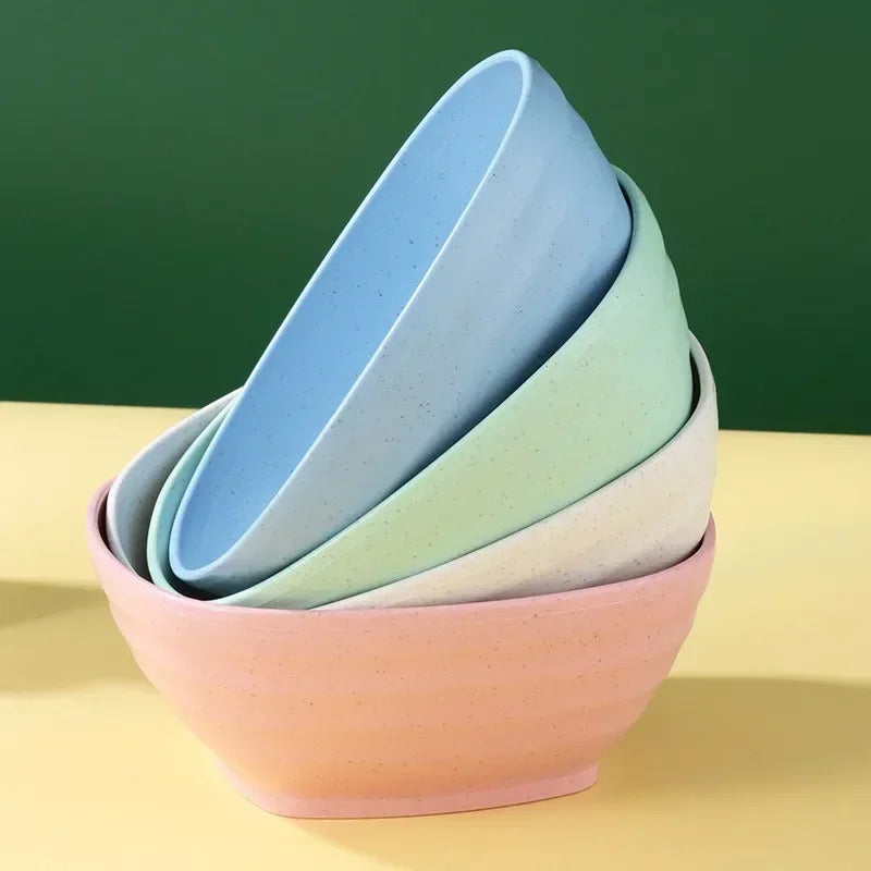 Square Wheat Straw Soup Ramen Food Container - Front View