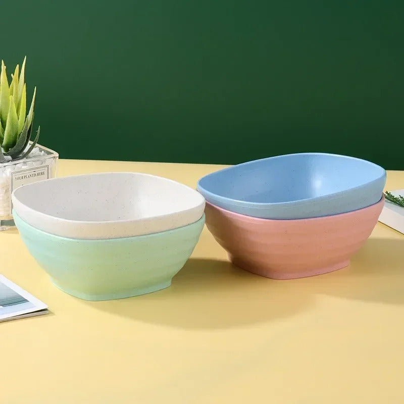 Square Wheat Straw Soup Ramen Food Container - Side View