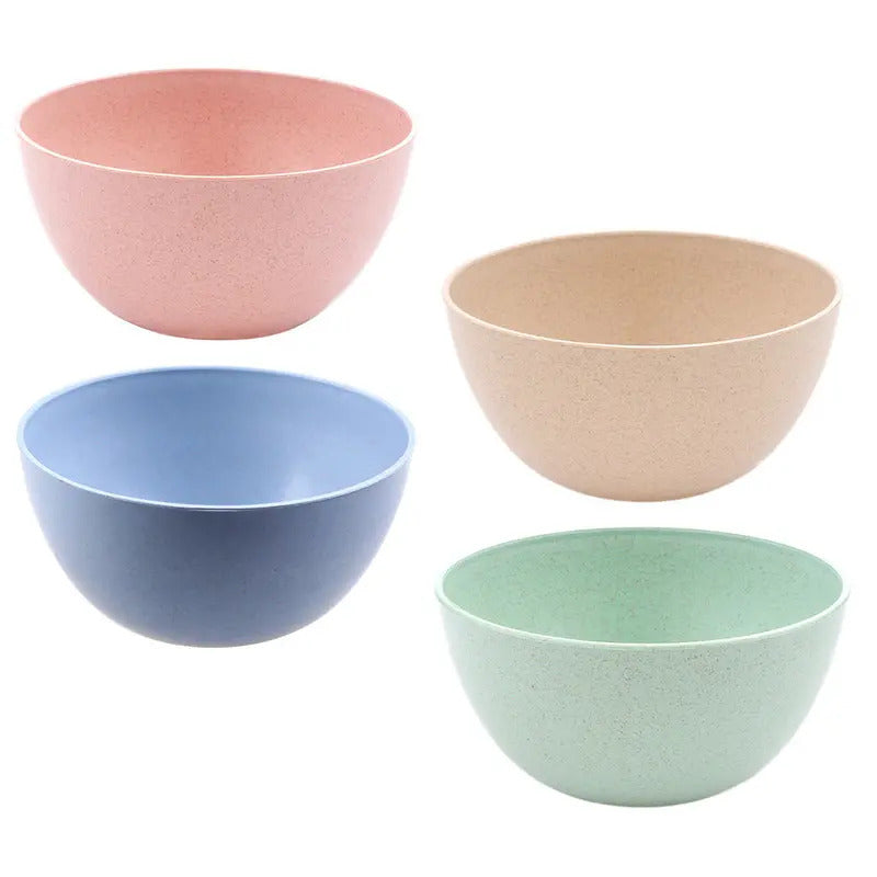4Pcs Wheat Straw Bowls Set Heat Resistant Lightweight Salad - Side View