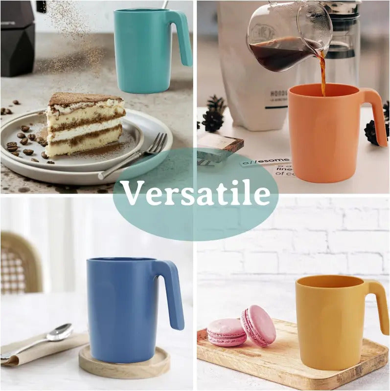 Wheat Straw Cups with handles set of 6 Unbreakable - In Use