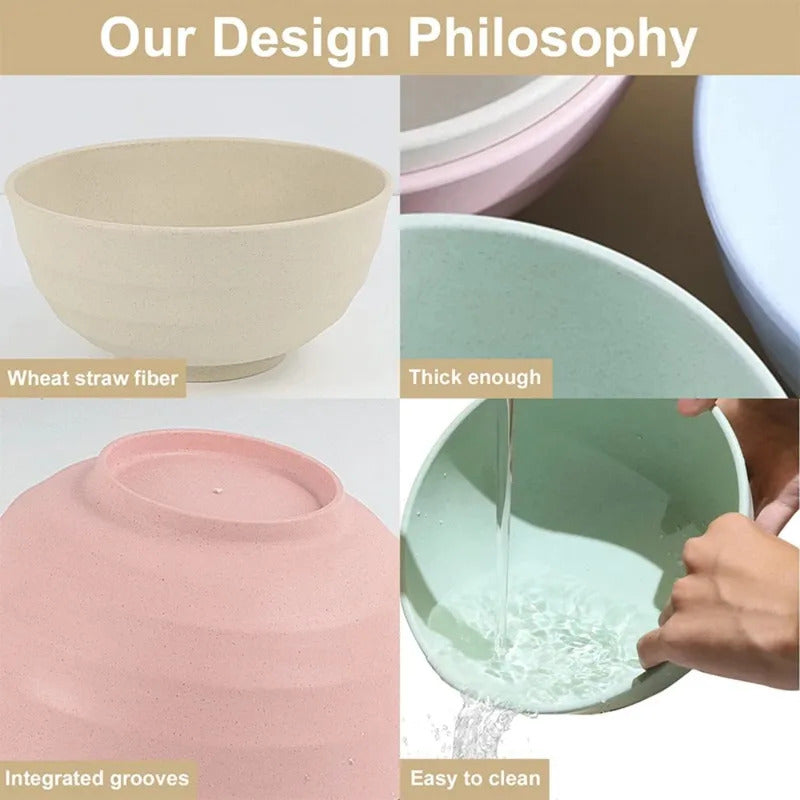 Ramen Salad Bowl Set  Classic Wheat Straw PP Plastic Bowl - In Use