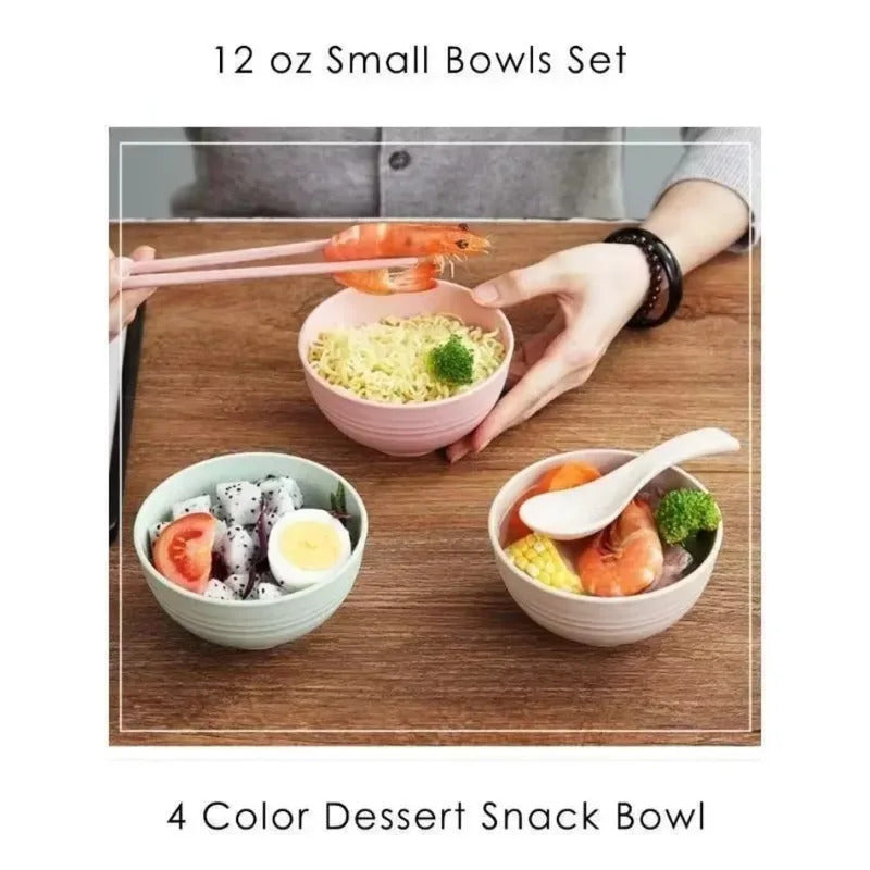 Sustainable Wheat Straw Tableware Breakfast Bowls Sets - Side View