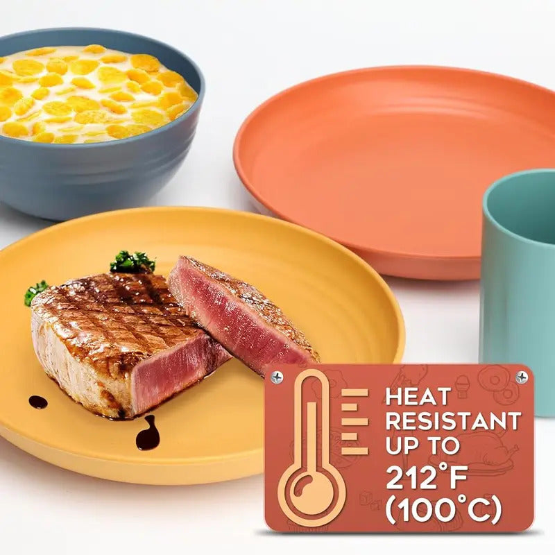 20pcs Unbreakable Wheat Straw Dinnerware Set Dishwasher Safe - Color Options