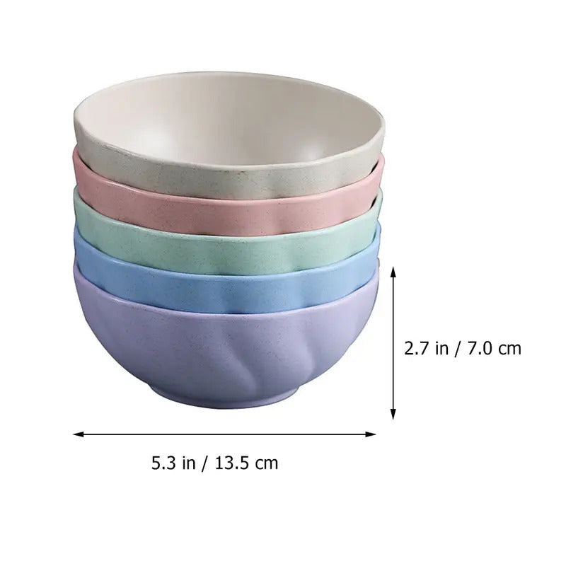 5Pcs Wheat Straw Rice Bowl Set Fashion Simple Home Soup - Color Options