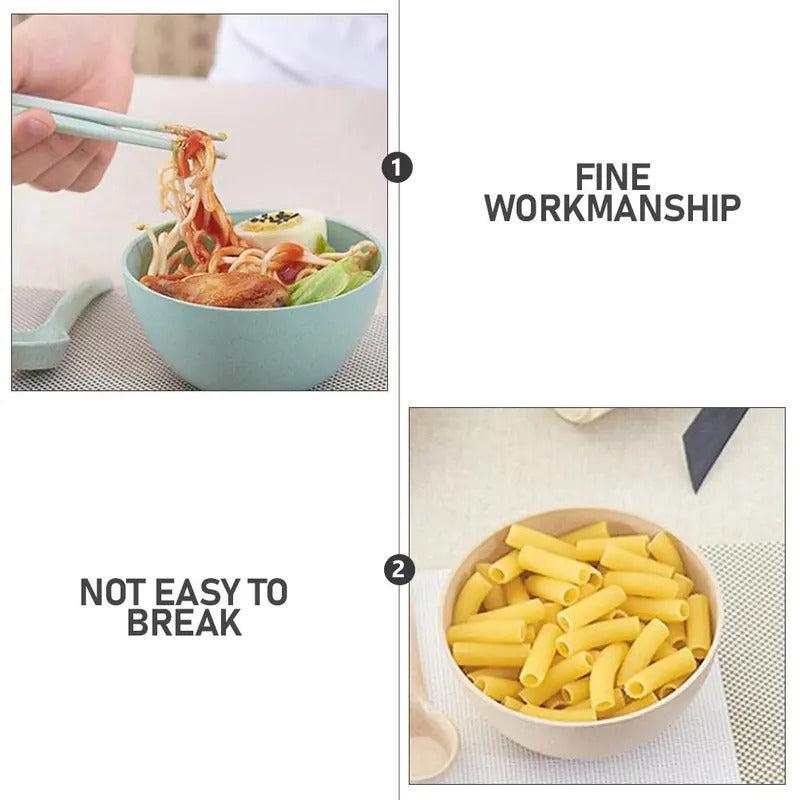 4Pcs Wheat Straw Bowls Set Heat Resistant Lightweight Salad - In Use