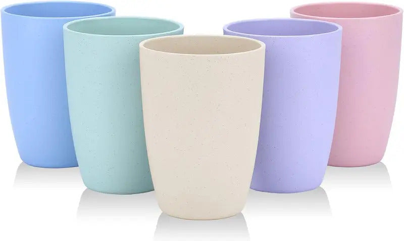 Wheat Straw Cup Reusable Drinking Glasses Set of 5 - Front View