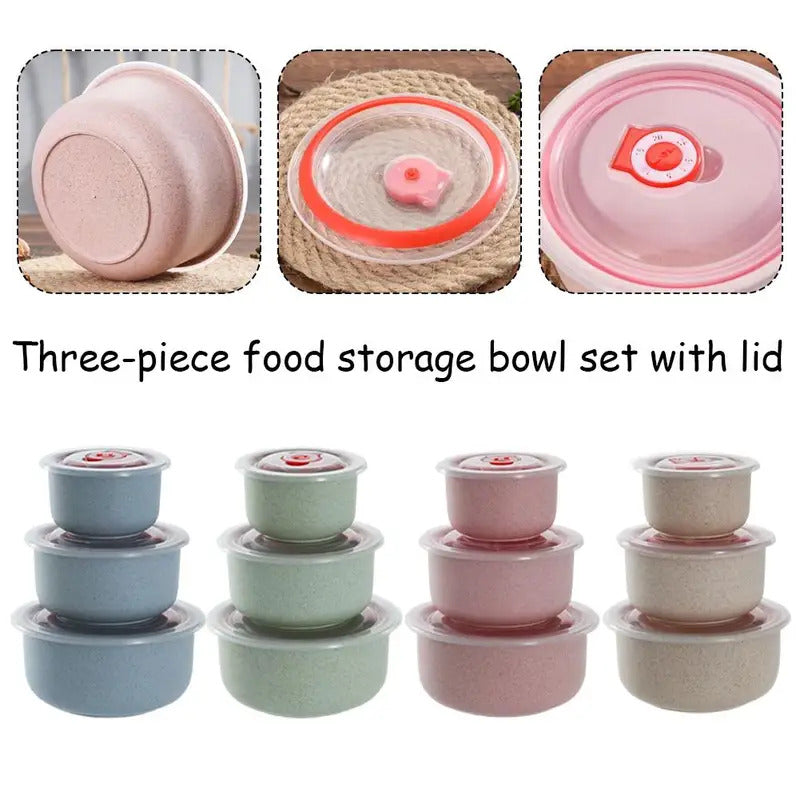 Wheat Straw  Storage Bowl Set Containers For Meal Prep - Color Options