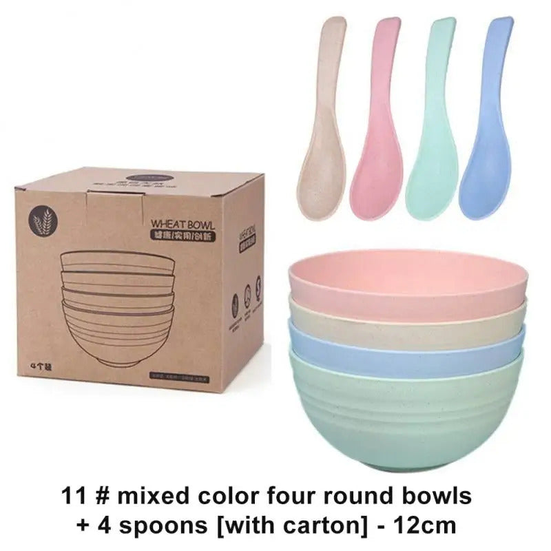 Wheat Straw Bowls Round Household Rice Salad Bowls Set - View 12