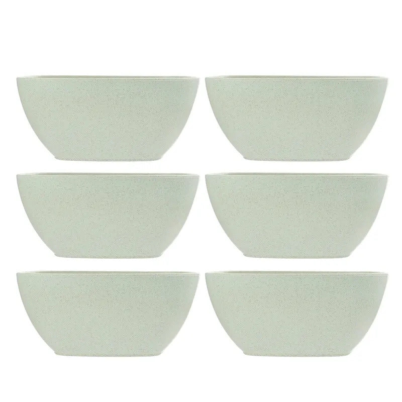 6pcs Wheat Straw Bowls For Meal Storage Soup Rice Bowls - Side View
