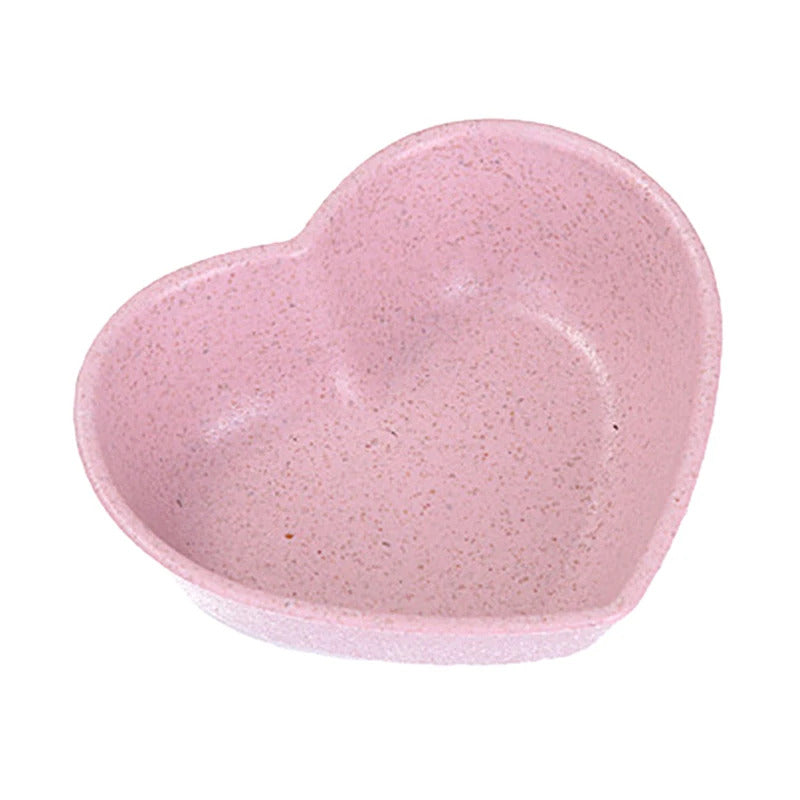 Cute Love Heart Shape Wheat Straw Bowl Plate Kitchen Supplies - View 10