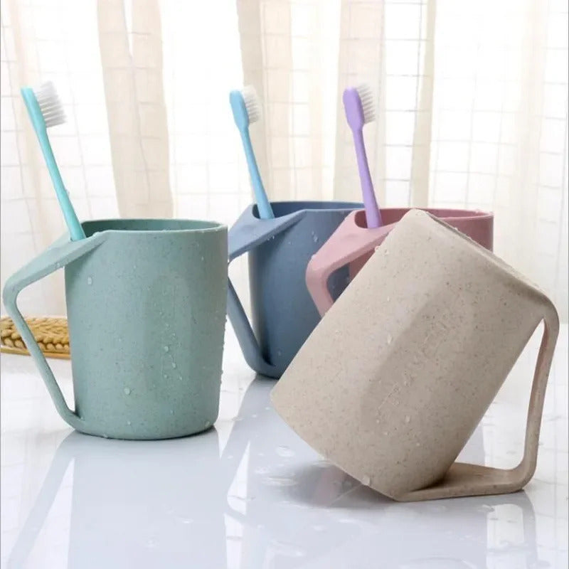 Wheat Straw Kettle Set with 4 Colors Cups Reusable Drinking Mugs - Front View