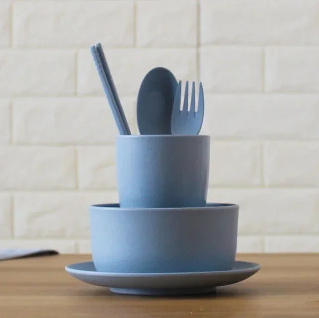 Six piece wheat straw tableware food bowls for dinner use - Lifestyle