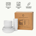 16 PCS Wheat Straw Dinnerware Set Safe Tableware - Size Comparison