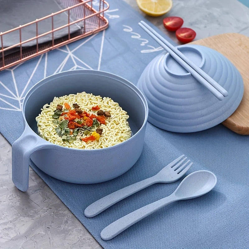 5pcs Wheat Straw Lamian Noodles Bowl and Lunch Box - Color Options