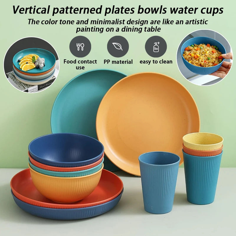 New High Beauty Drop resistant Wheat Straw Plate  Gift Set - Front View