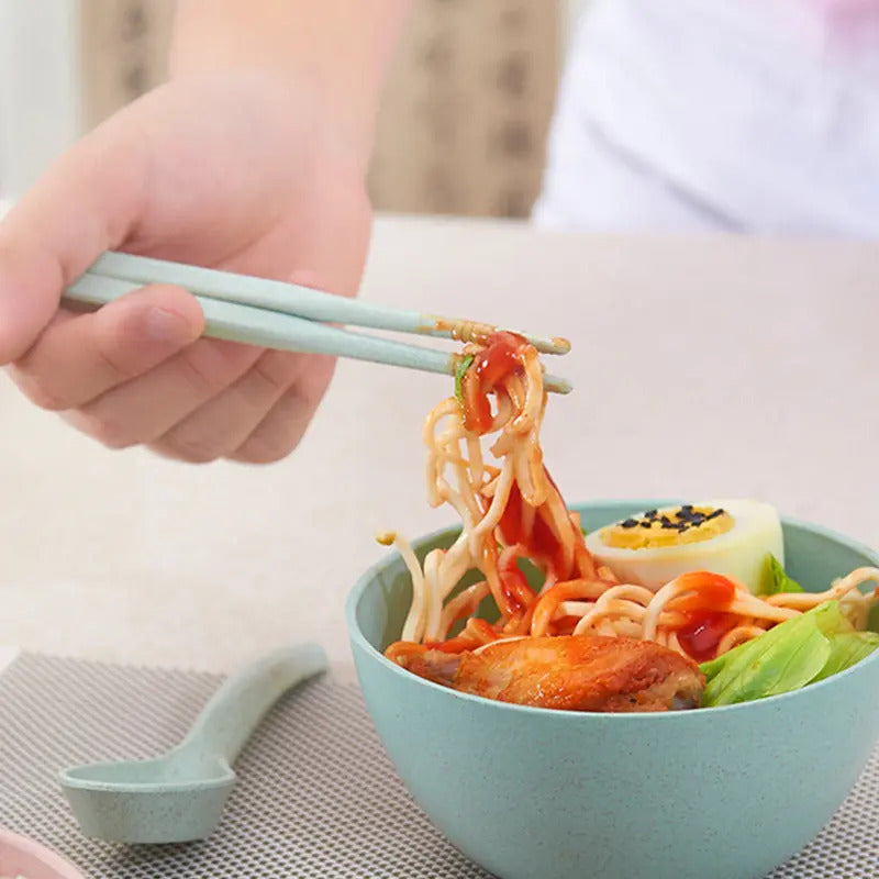 4Pcs Wheat Straw Bowls Set Heat Resistant Lightweight Salad - Size Comparison