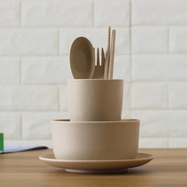 Six piece wheat straw tableware food bowls for dinner use - View 10