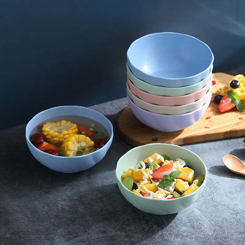 5Pcs Wheat Straw Rice Bowl Set Fashion Simple Home Soup - Detail View