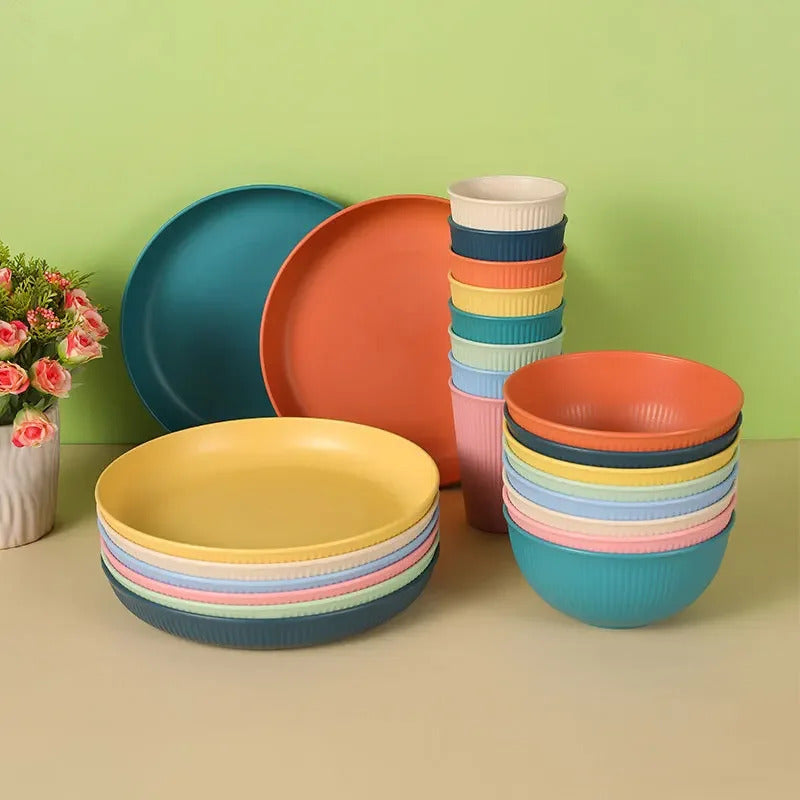 New High Beauty Drop resistant Wheat Straw Plate  Gift Set - Side View