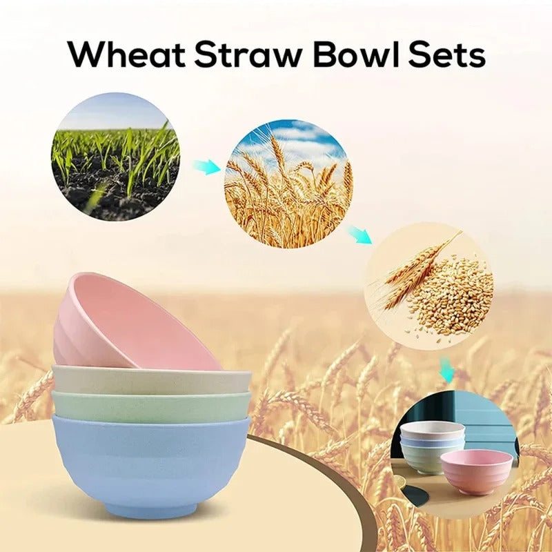Ramen Salad Bowl Set  Classic Wheat Straw PP Plastic Bowl - Side View