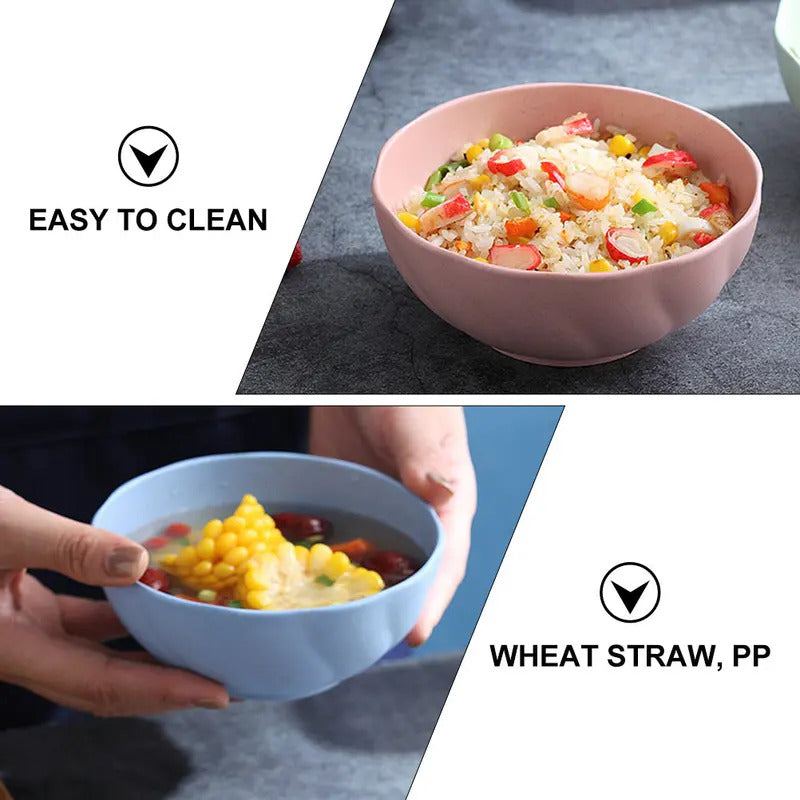 5Pcs Wheat Straw Rice Bowl Set Fashion Simple Home Soup - Side View