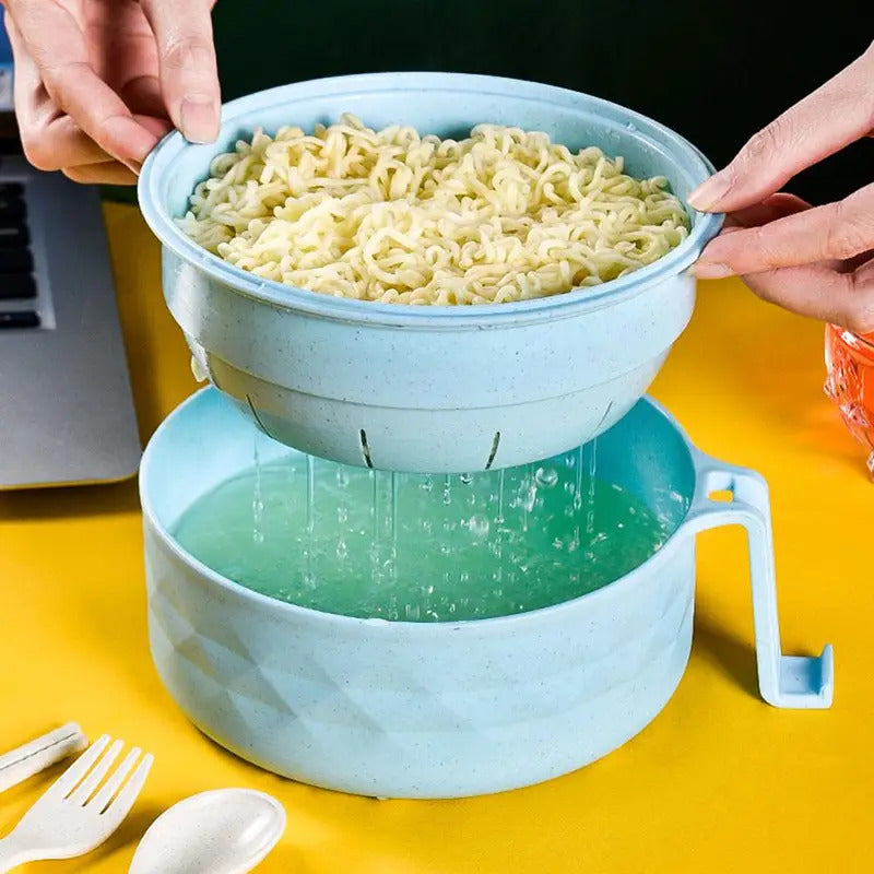 Noodle Bowl With Tableware Wheat StrawDraining Water Bowl - Detail View