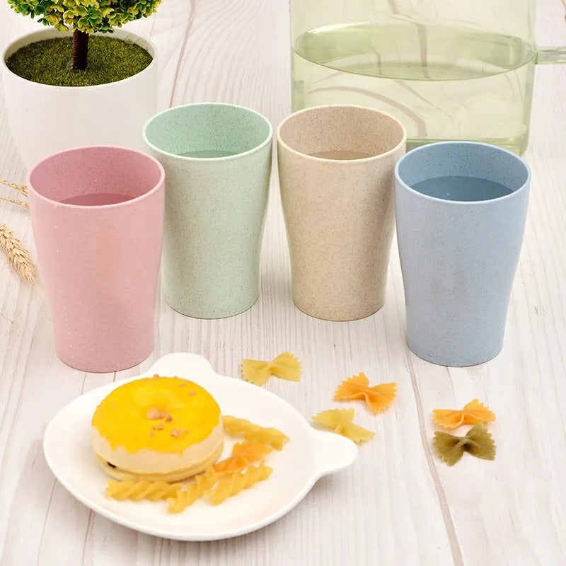 4 piece portable drinking cup made of wheat straw - Detail View