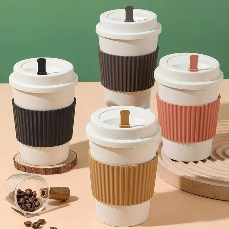 Coffee Tea Cup Wheat Straw  Cup for Outdoor Camping - Front View