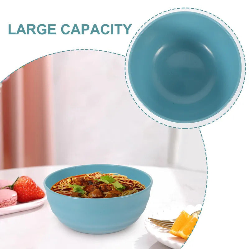 4Pcs Wheat Straw Bowls Large Capacity Soup Bowl Set - Color Options