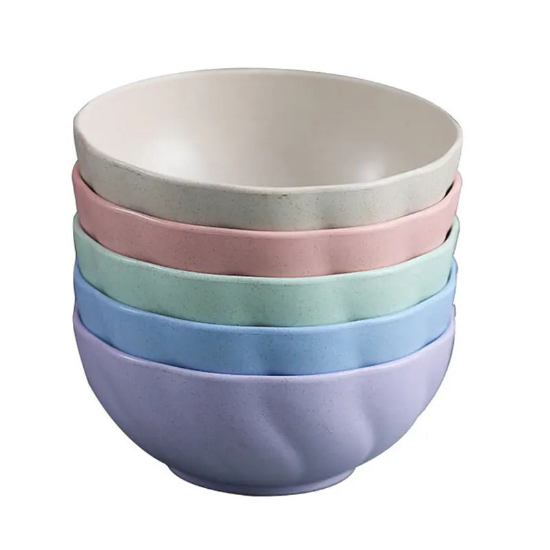 5Pcs Wheat Straw Rice Bowl Set Fashion Simple Home Soup - Size Comparison