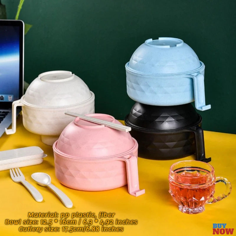 Noodle Bowl With Tableware Wheat StrawDraining Water Bowl - Front View