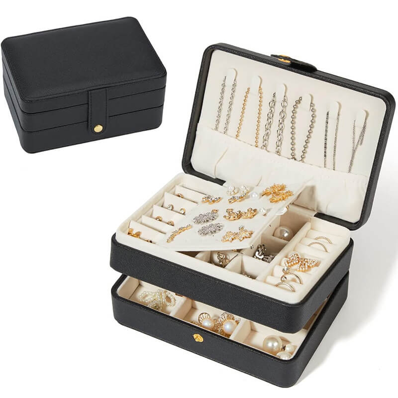 Leather multi-layer earring storage box
