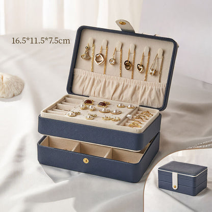 Leather multi-layer earring storage box