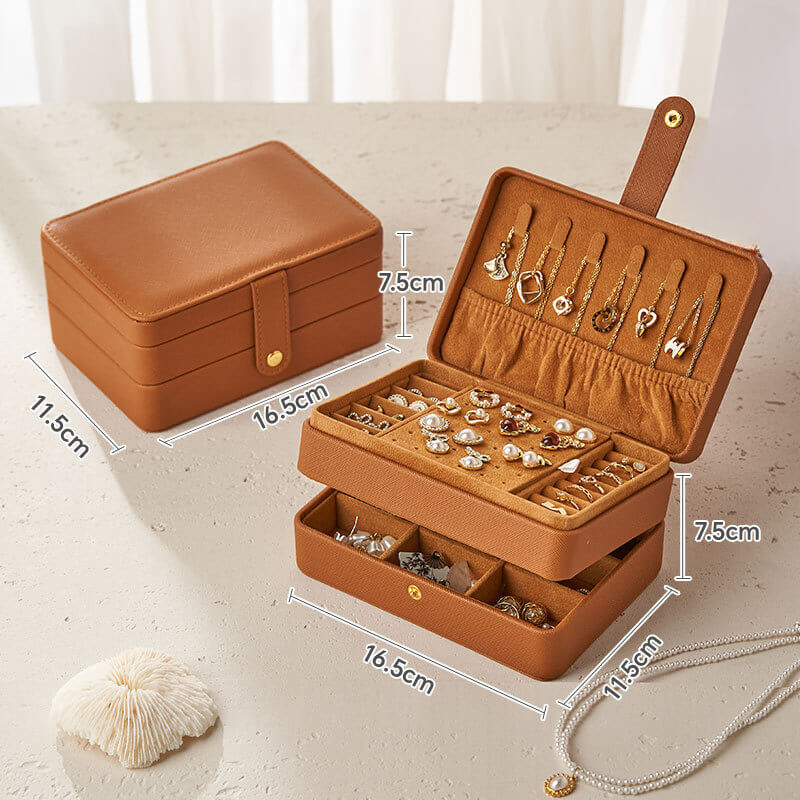 Leather multi-layer earring storage box