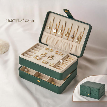 Leather multi-layer earring storage box