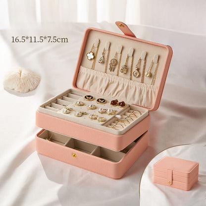 Leather multi-layer earring storage box