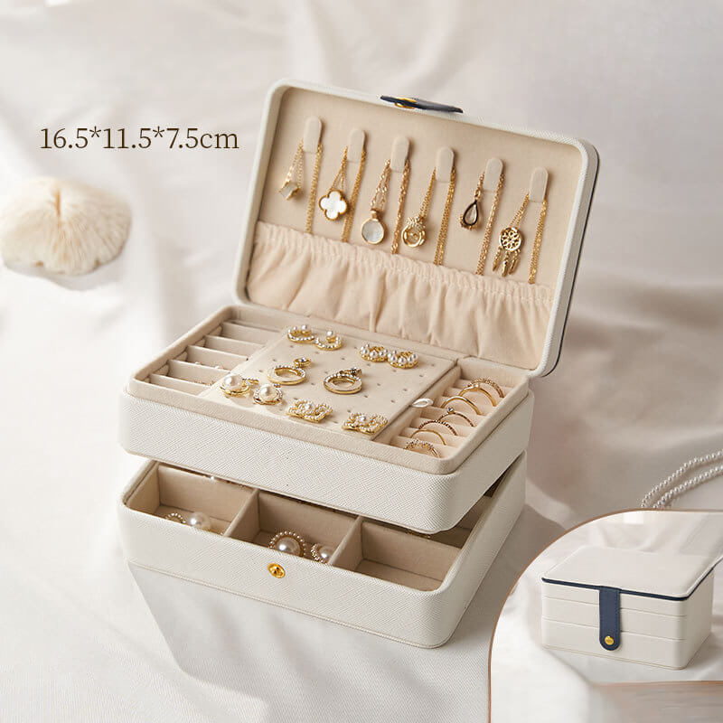 Leather multi-layer earring storage box