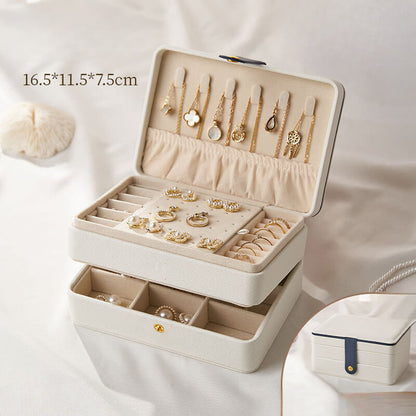Leather multi-layer earring storage box