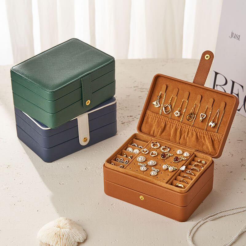 Leather multi-layer earring storage box