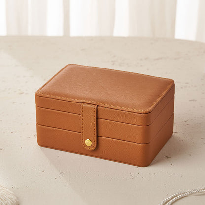 Leather multi-layer earring storage box