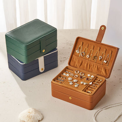 Leather multi-layer earring storage box