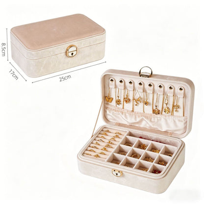 Velvet large-capacity double-layer multifunctional necklace storage box