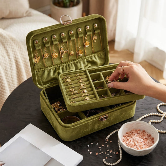 Velvetlarge-capacitydouble-layermultifunctionalnecklacestoragebox_3