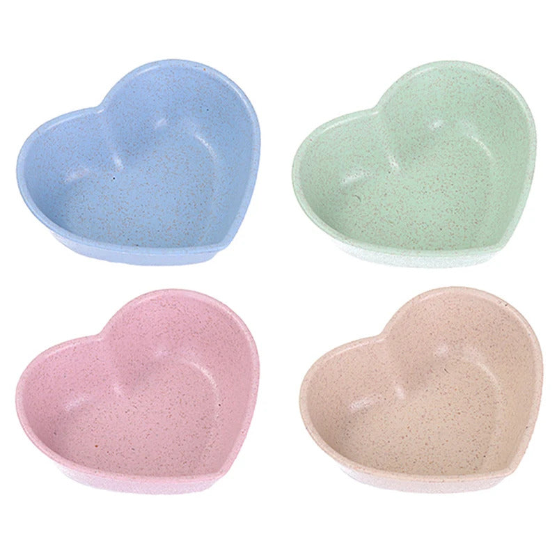 Cute Love Heart Shape Wheat Straw Bowl Plate Kitchen Supplies - In Use