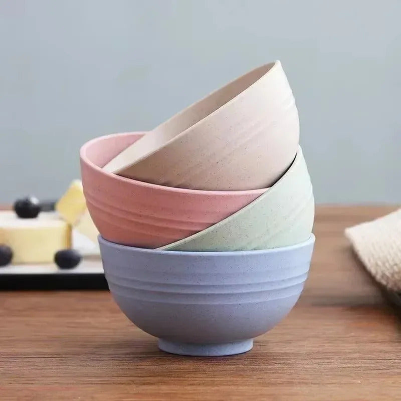 Sustainable Wheat Straw Tableware Breakfast Bowls Sets - Front View