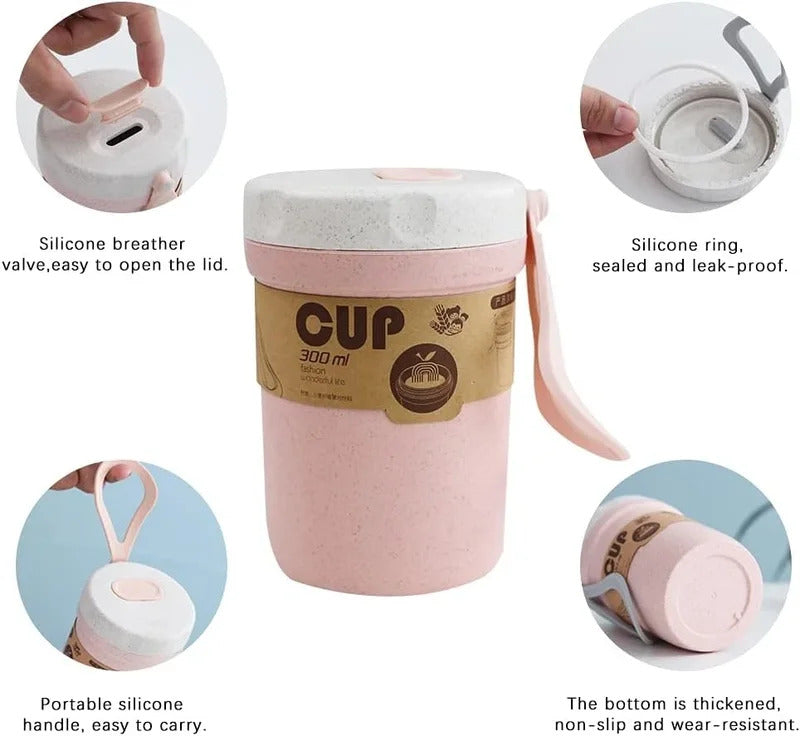 Two wheat straw soup cups are suitable for office outings - Side View