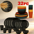 32 Piece Wheat Straw Dinnerware Set Colorful Plates Bowl - Packaging