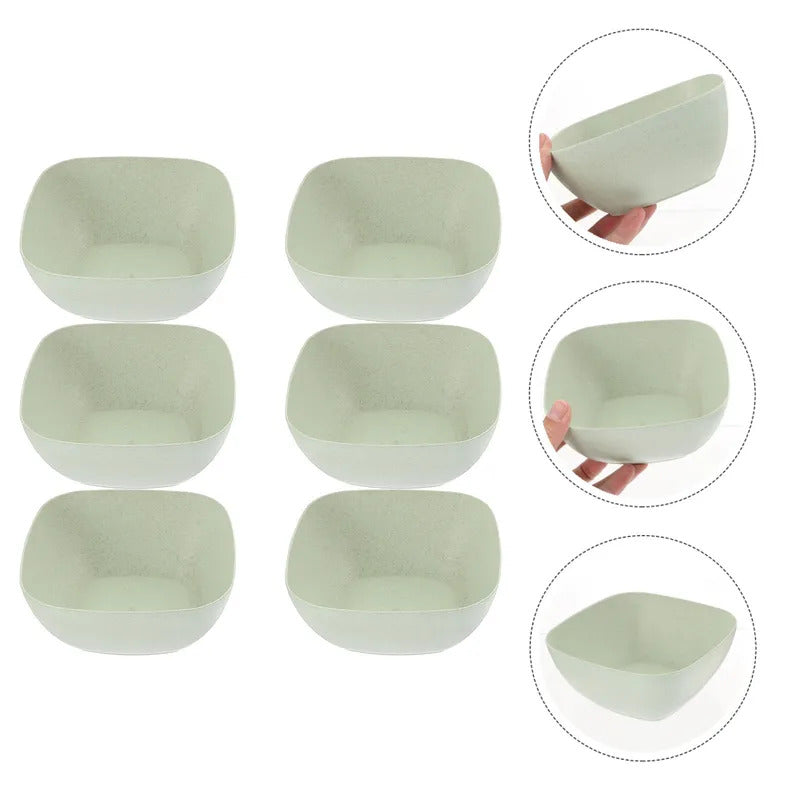 6pcs Wheat Straw Bowls For Meal Storage Soup Rice Bowls - Front View